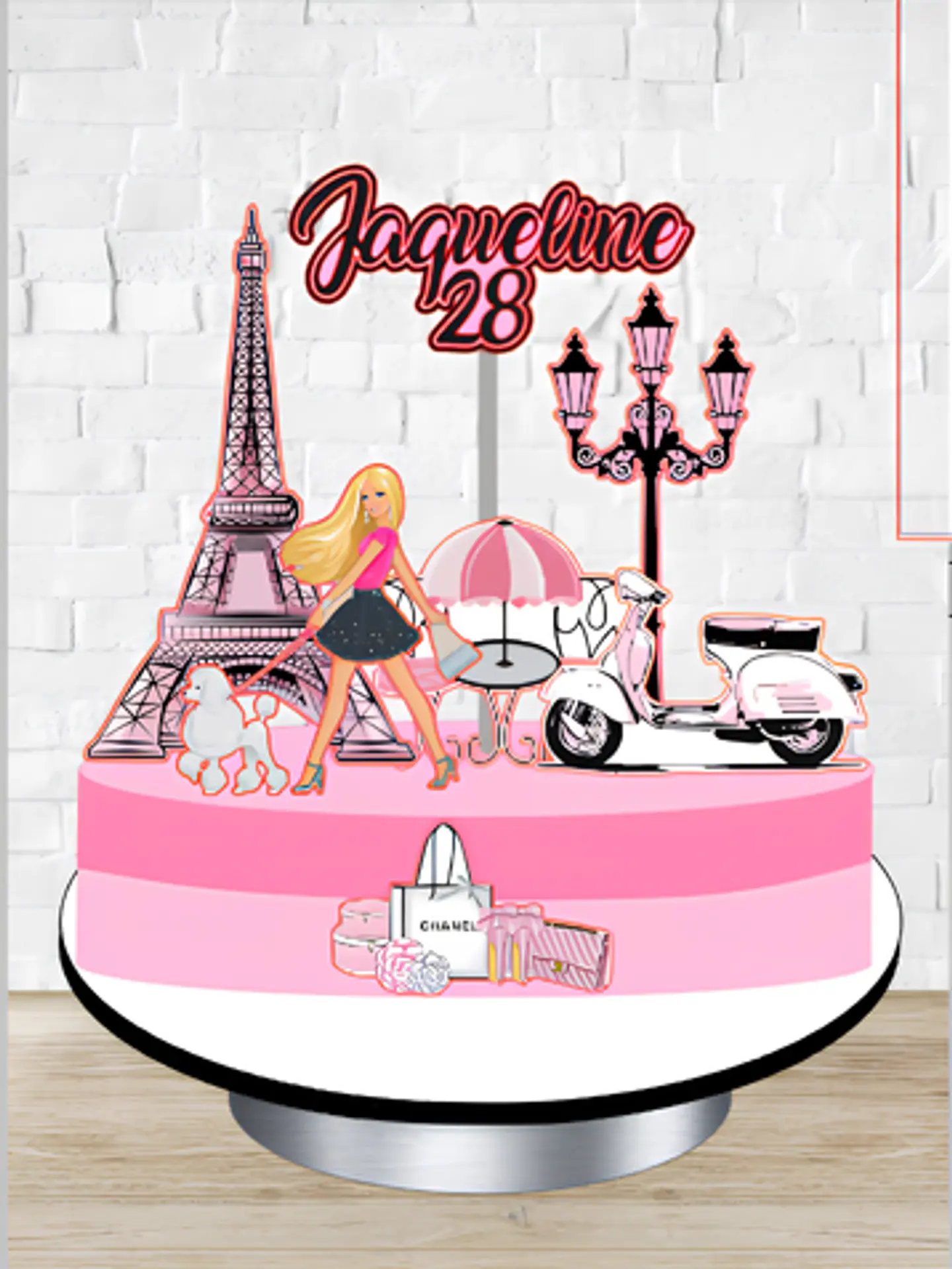 Topo de Bolo - Barbie Paris 1