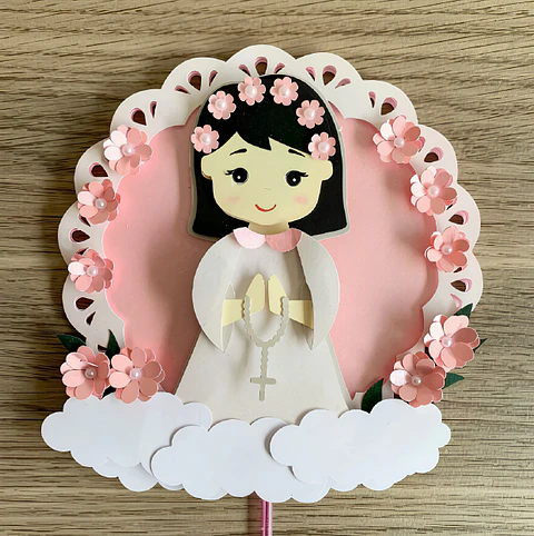 Topo de Bolo - Batizado Menina