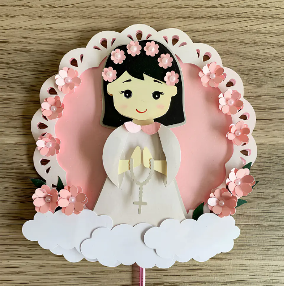 Topo de Bolo - Batizado Menina 1