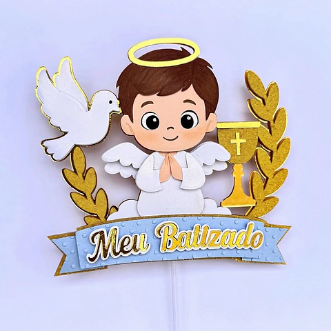 Topo de Bolo - Batizado Menino
