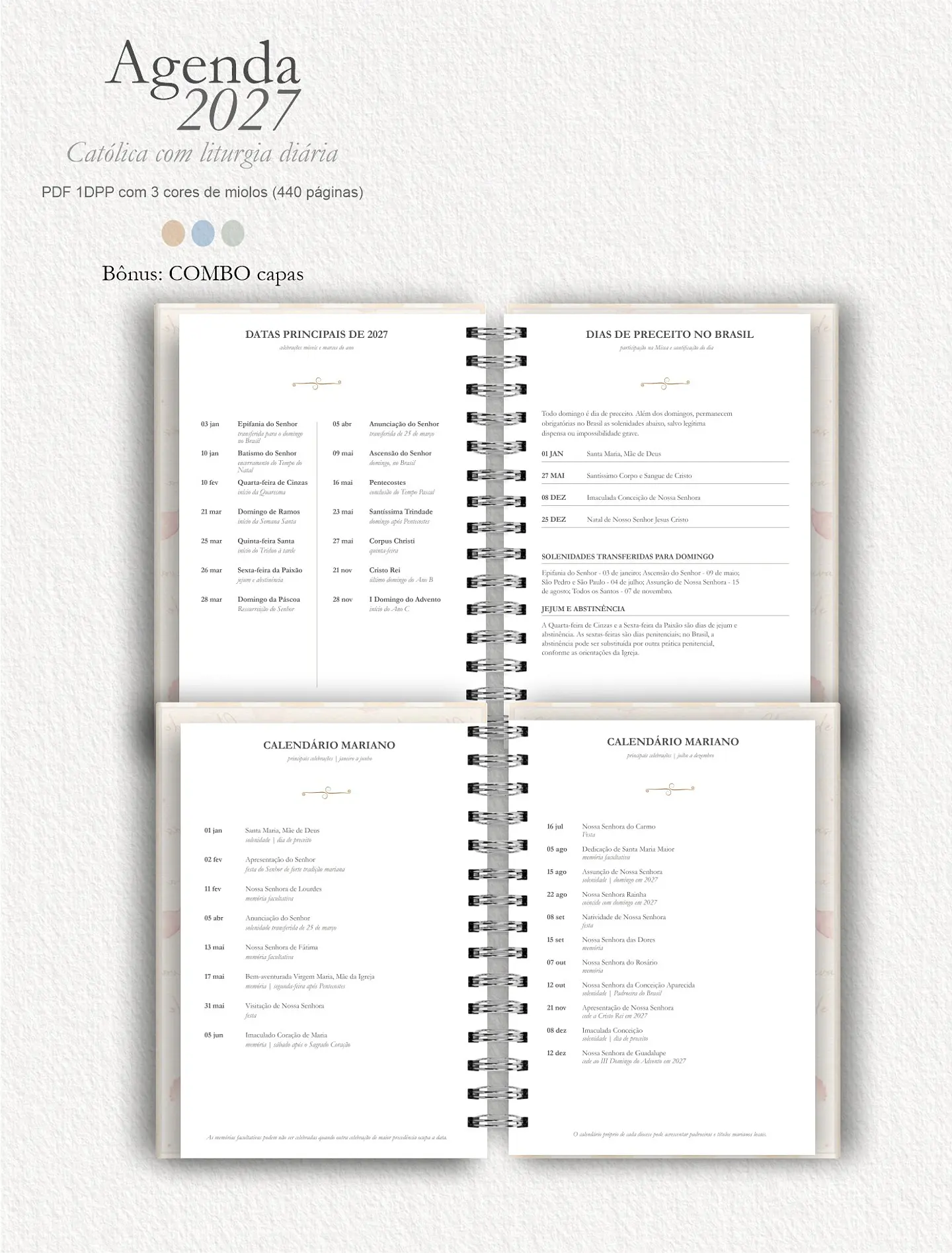 Agenda Liturgia Diária 2027 1DPP + Combo Capas 10