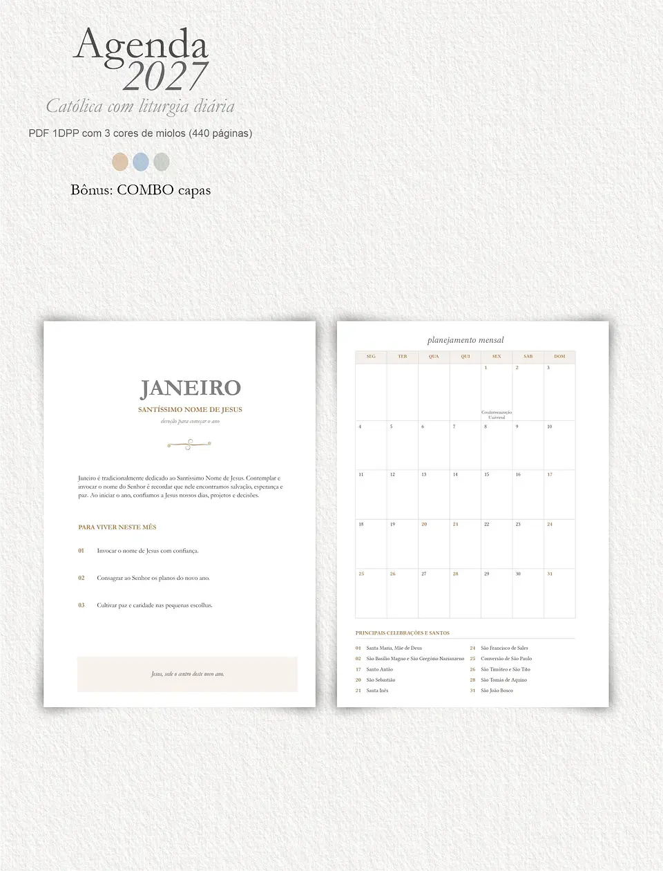 Agenda Liturgia Diária 2027 1DPP + Combo Capas 13