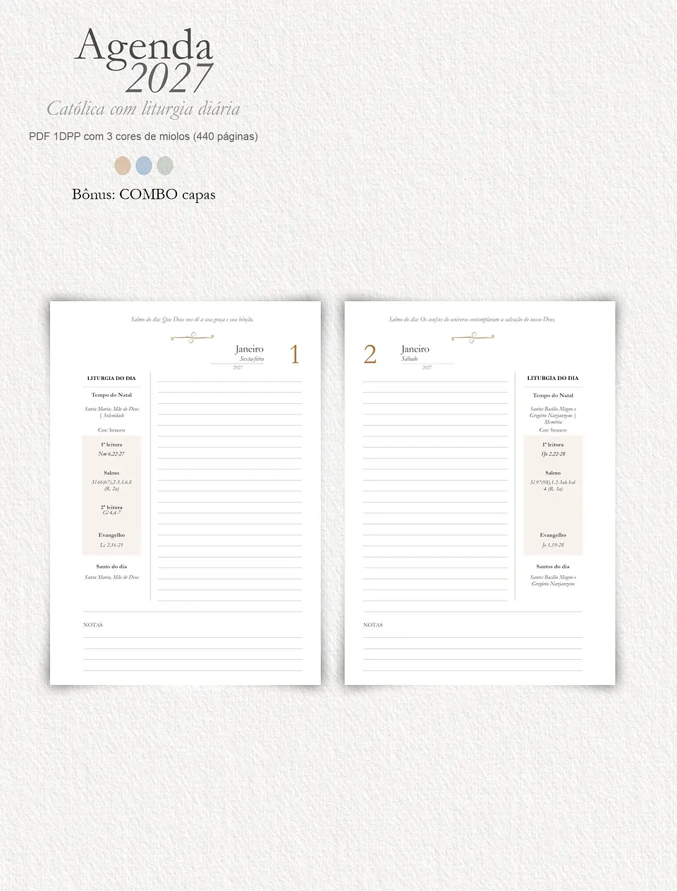 Agenda Liturgia Diária 2027 1DPP + Combo Capas 14