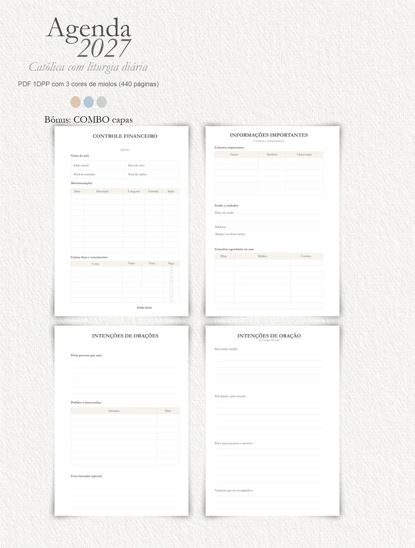 Agenda Liturgia Diária 2027 1DPP + Combo Capas 15
