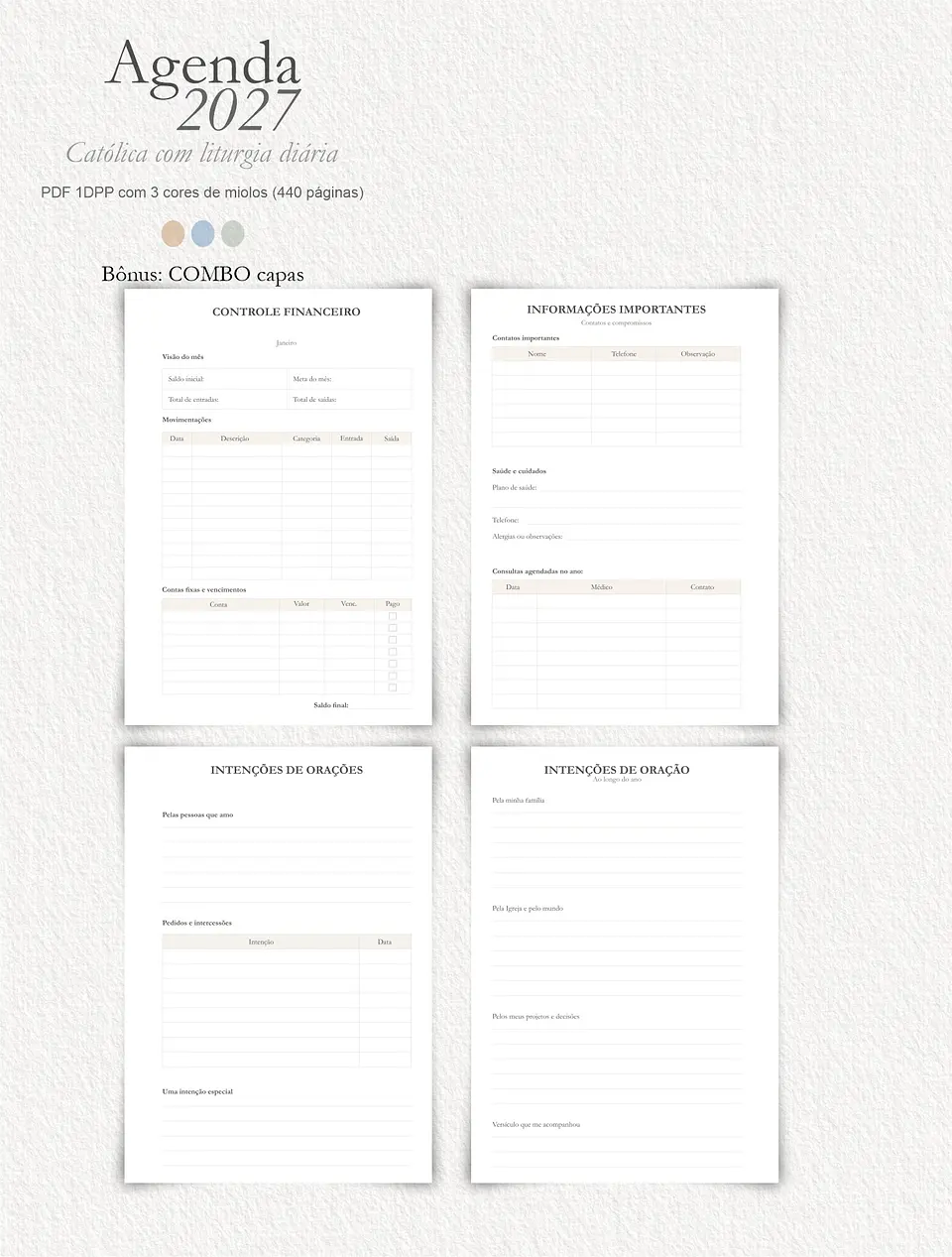 Agenda Liturgia Diária 2027 1DPP + Combo Capas 15