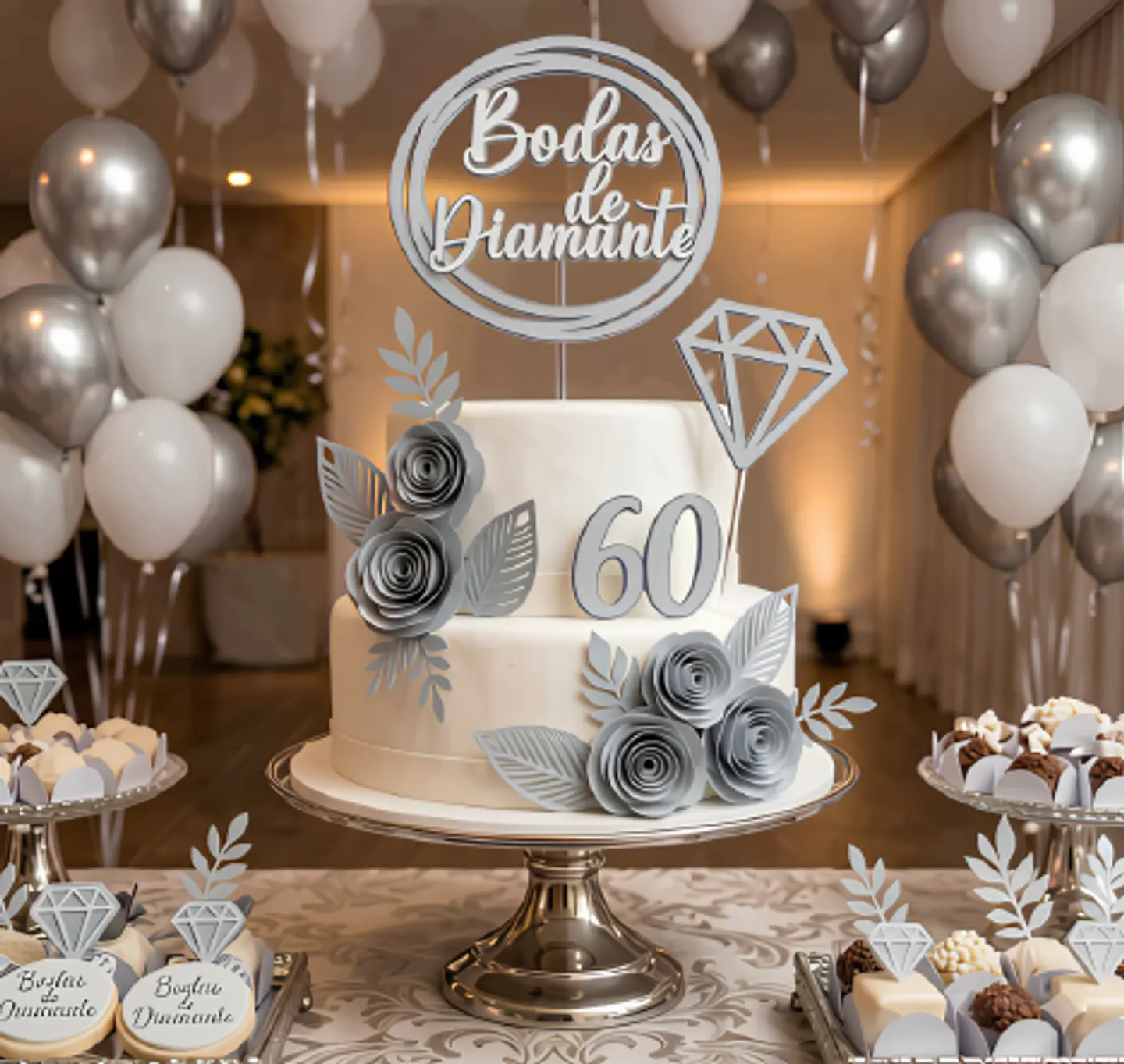 Topo de Bolo - Bodas de Diamante 1