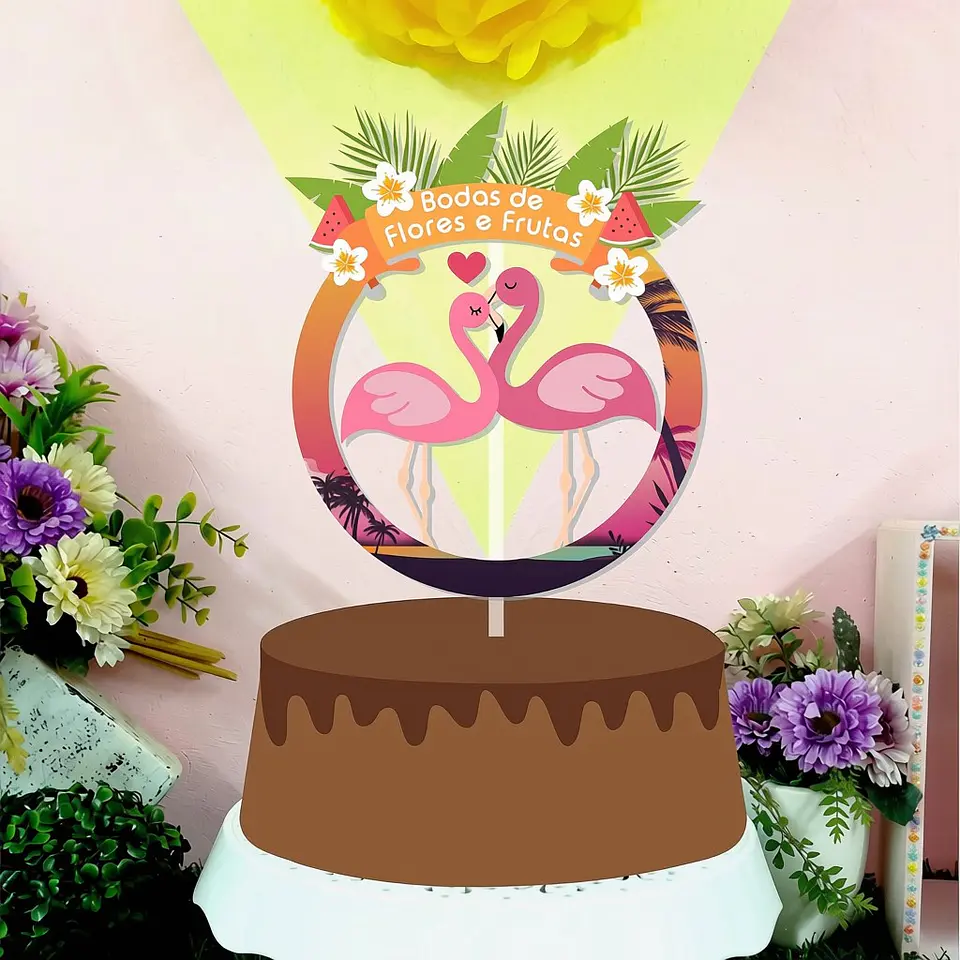 Topo de Bolo - Bodas de Flores e Frutas 1
