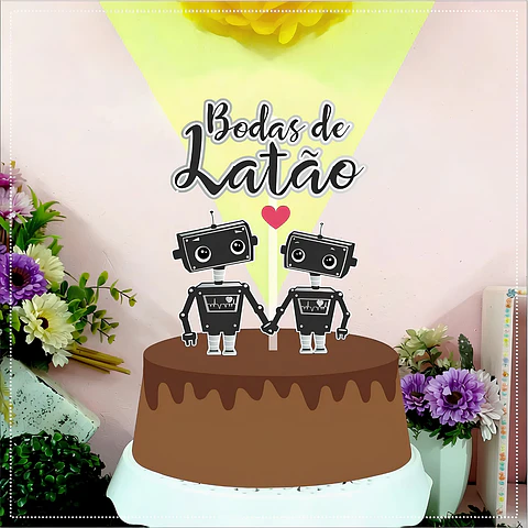 Topo de Bolo - Bodas de Latão