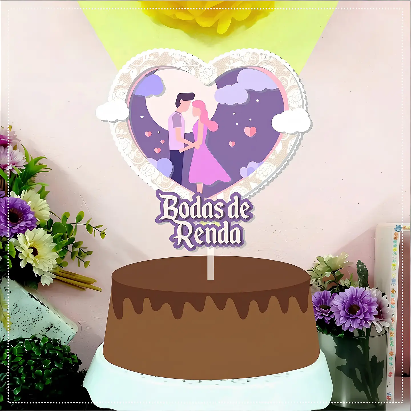 Topo de Bolo - Bodas de Renda 1