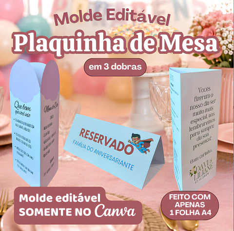 Plaquinha de Mesa 3 Dobras