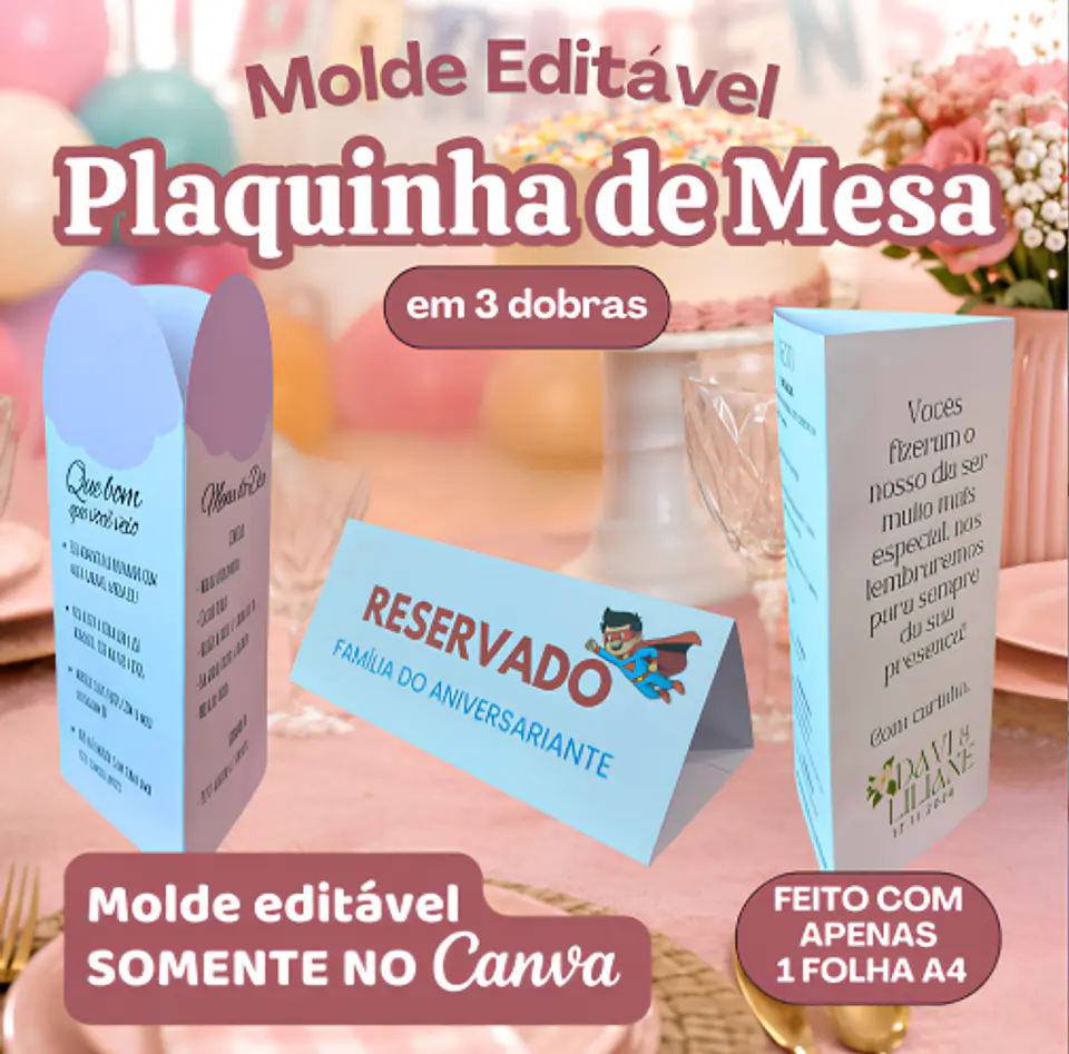Plaquinha de Mesa 3 Dobras 1