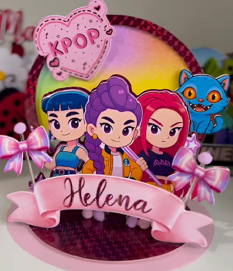 Topo de Bolo - Guerreiras do K-Pop