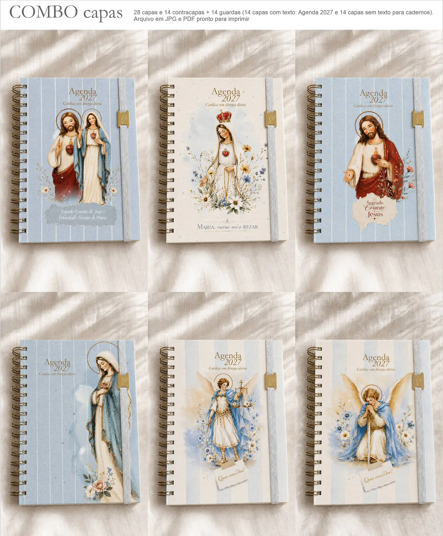 Combo Capas A5 para Agendas e Cadernos Santos 2