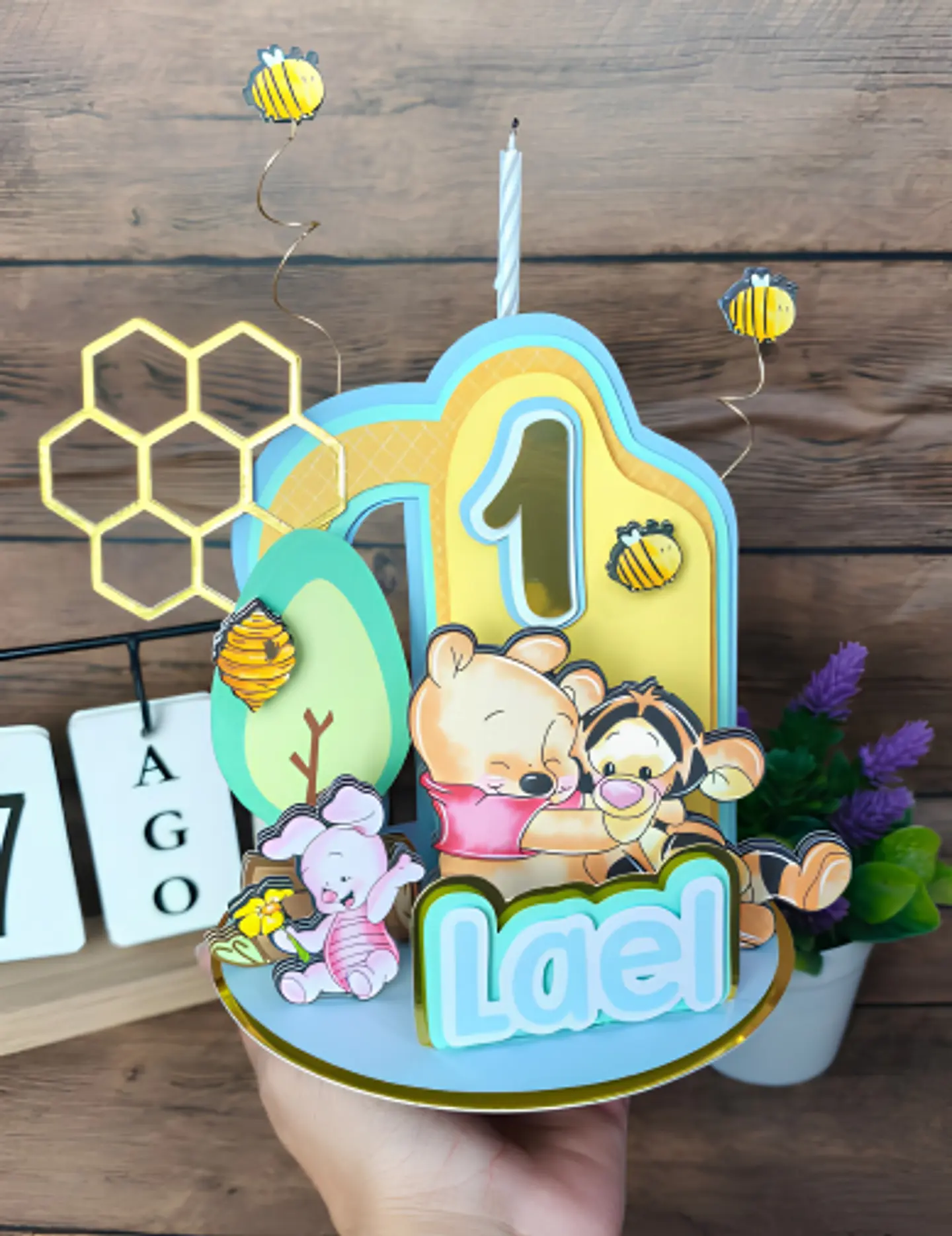 Topo de Bolo - Vela 3D Ursinho Pooh 1