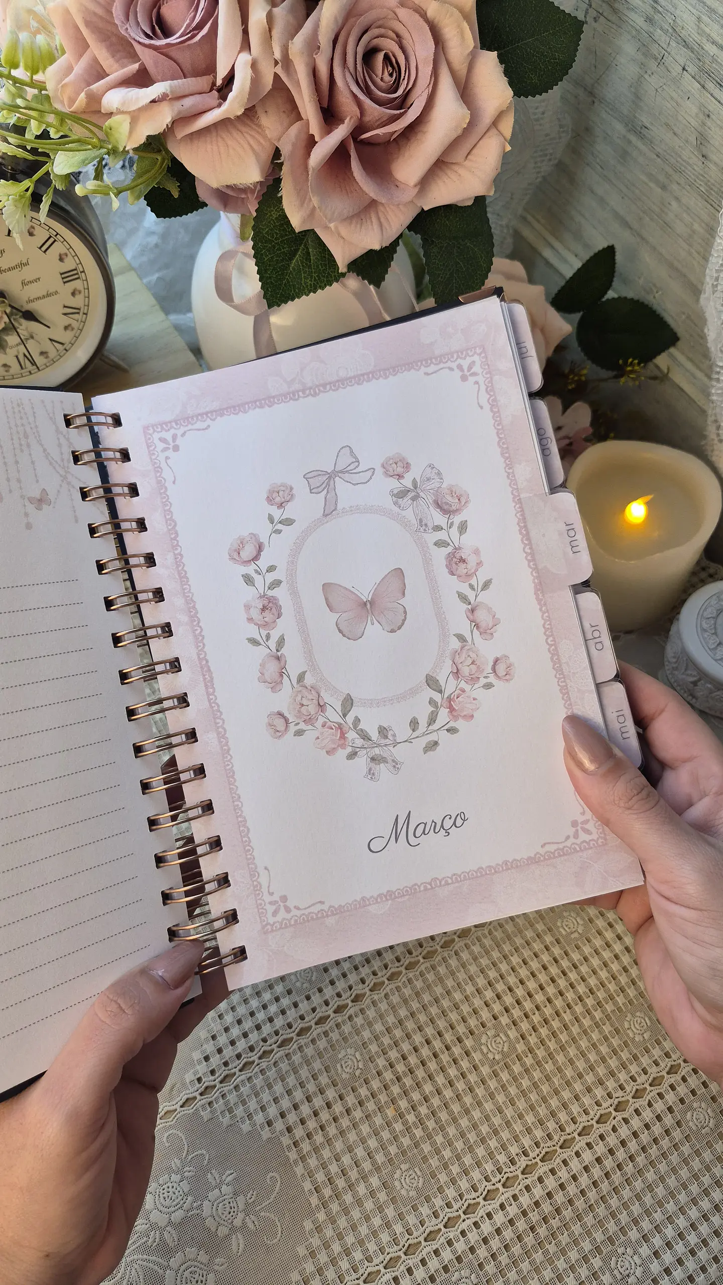 Planner Wire-o - Coleção Laços e Rosas 2