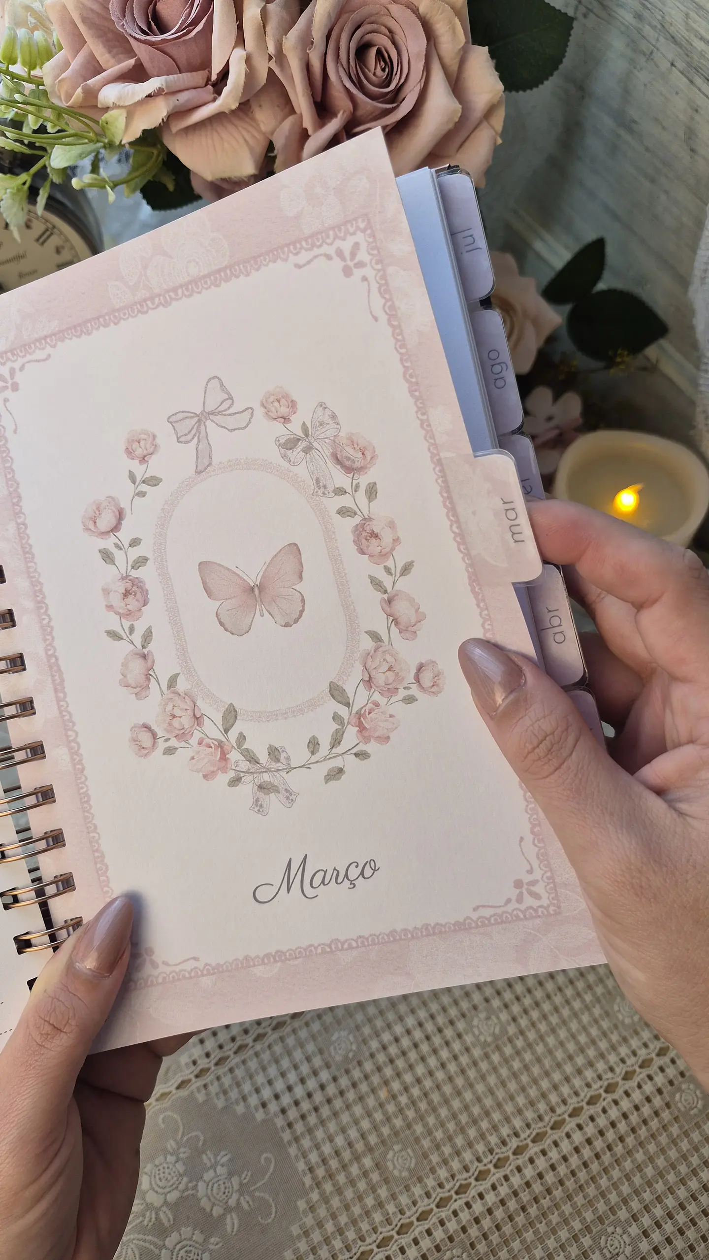 Planner Wire-o - Coleção Laços e Rosas 3