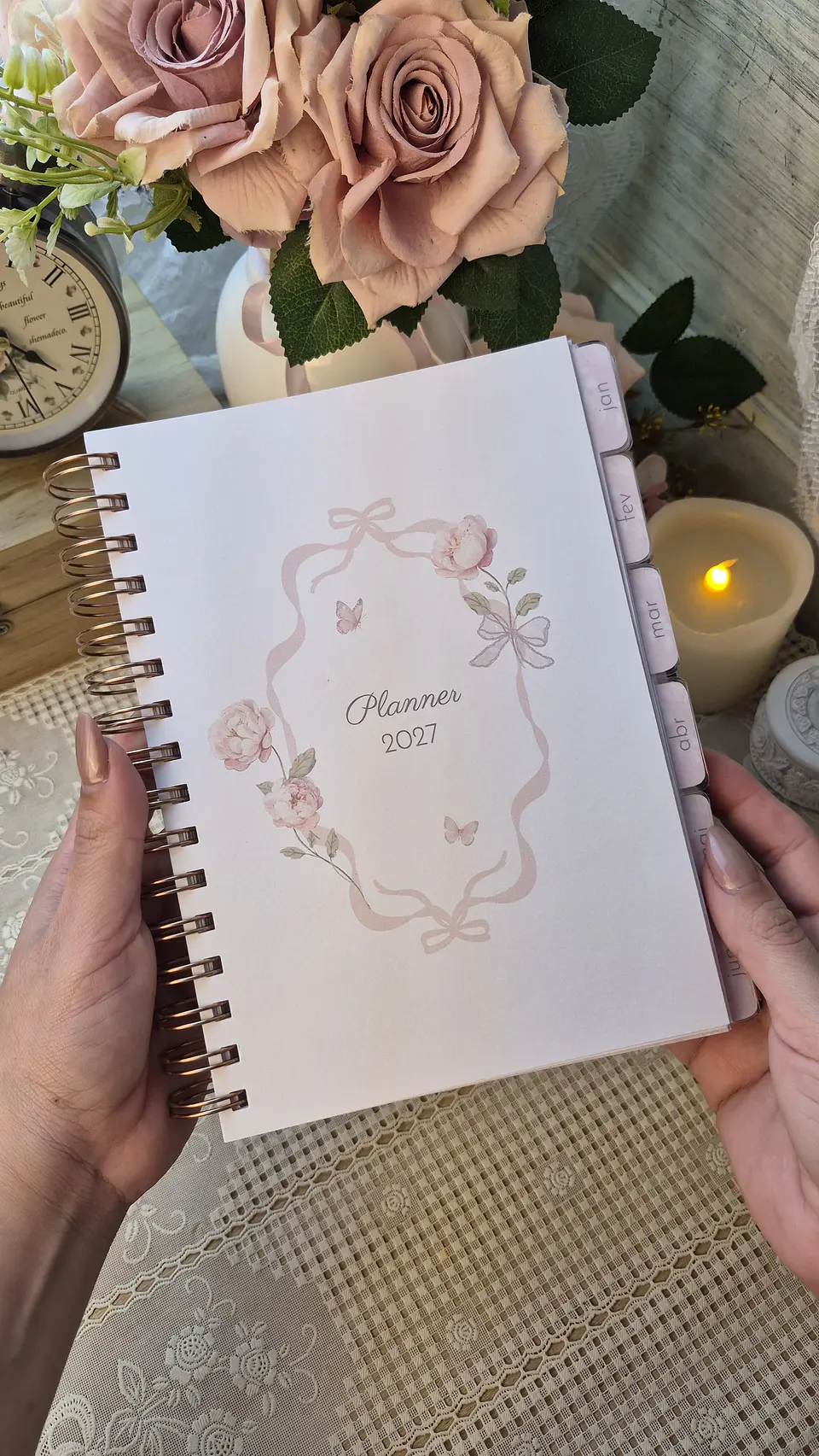 Planner Wire-o - Coleção Laços e Rosas 7