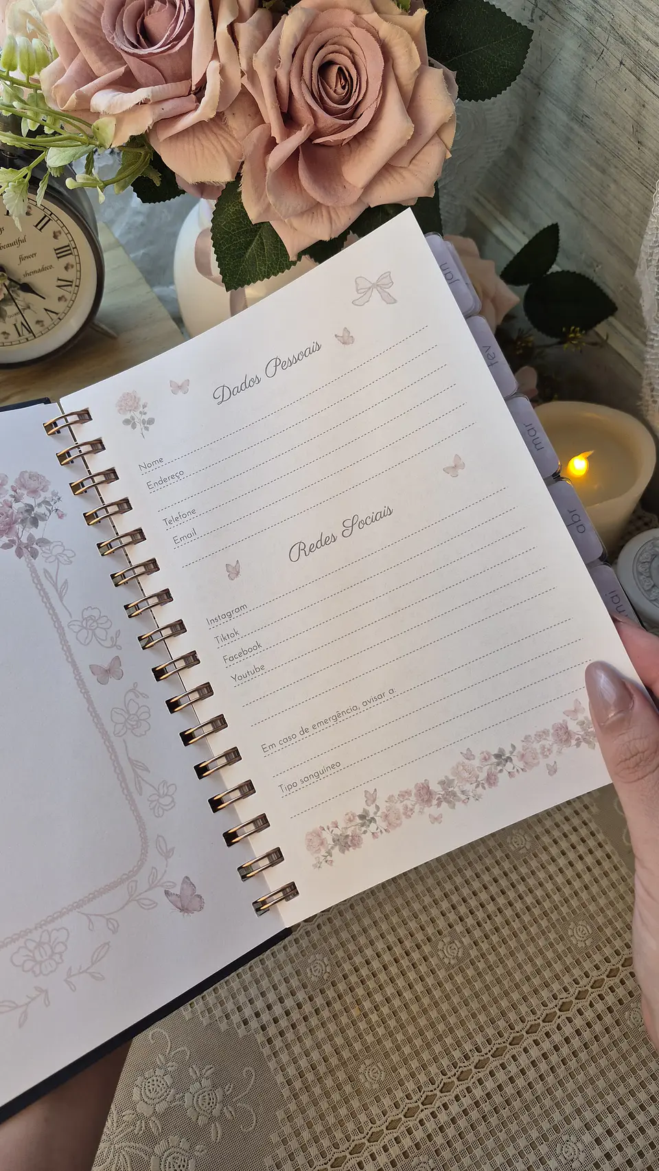 Planner Wire-o - Coleção Laços e Rosas 8