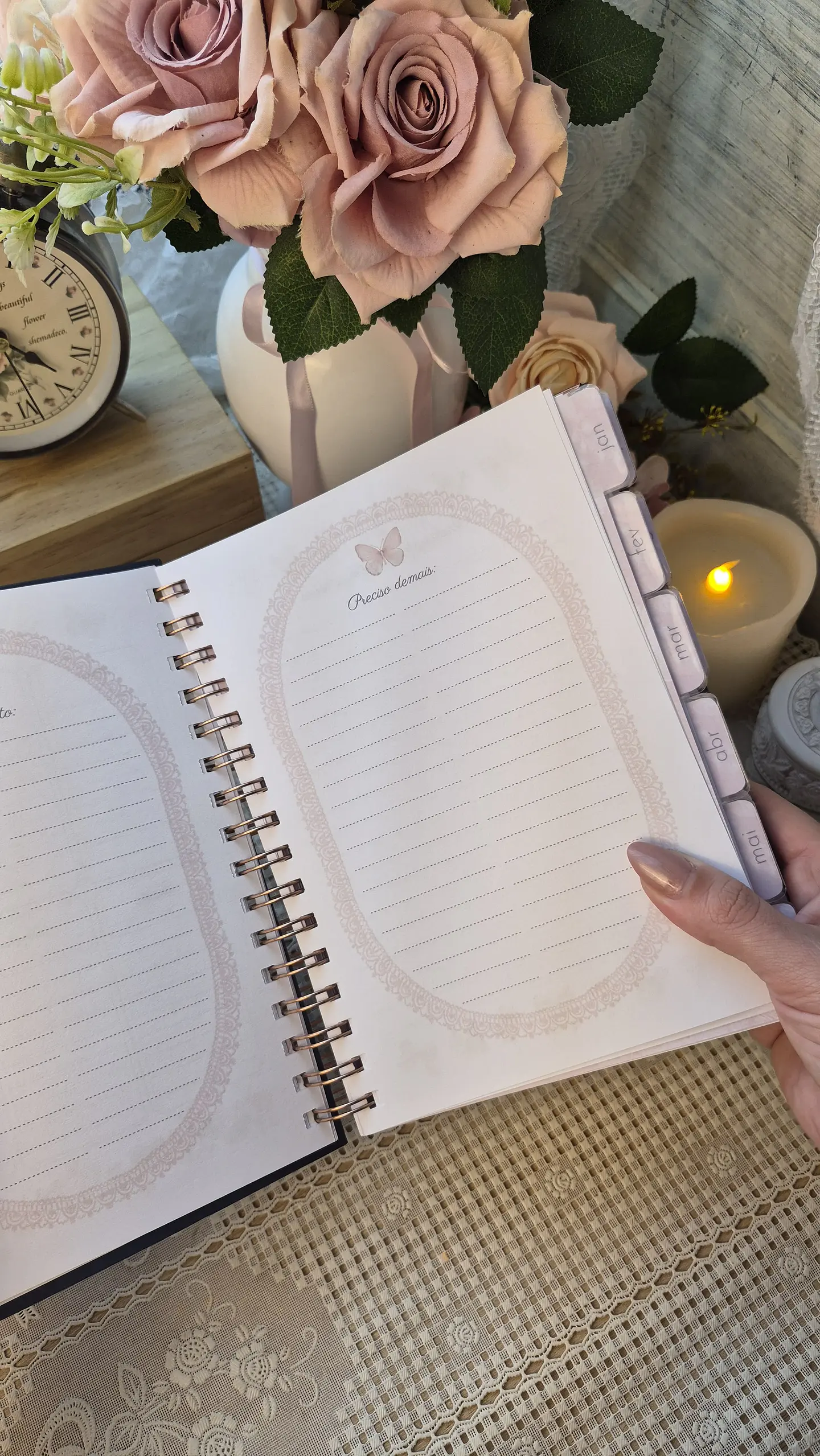 Planner Wire-o - Coleção Laços e Rosas 10