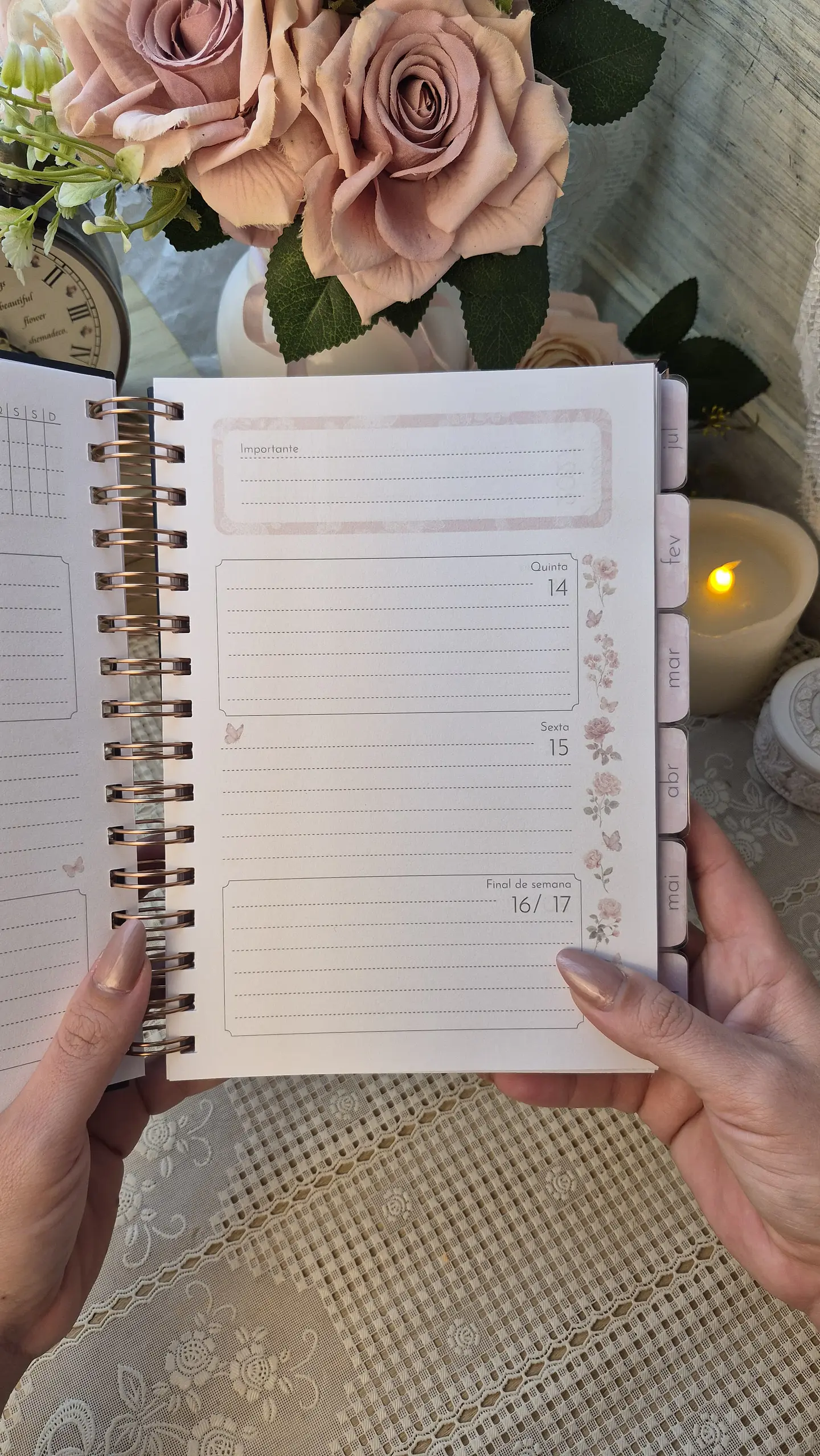 Planner Wire-o - Coleção Laços e Rosas 24