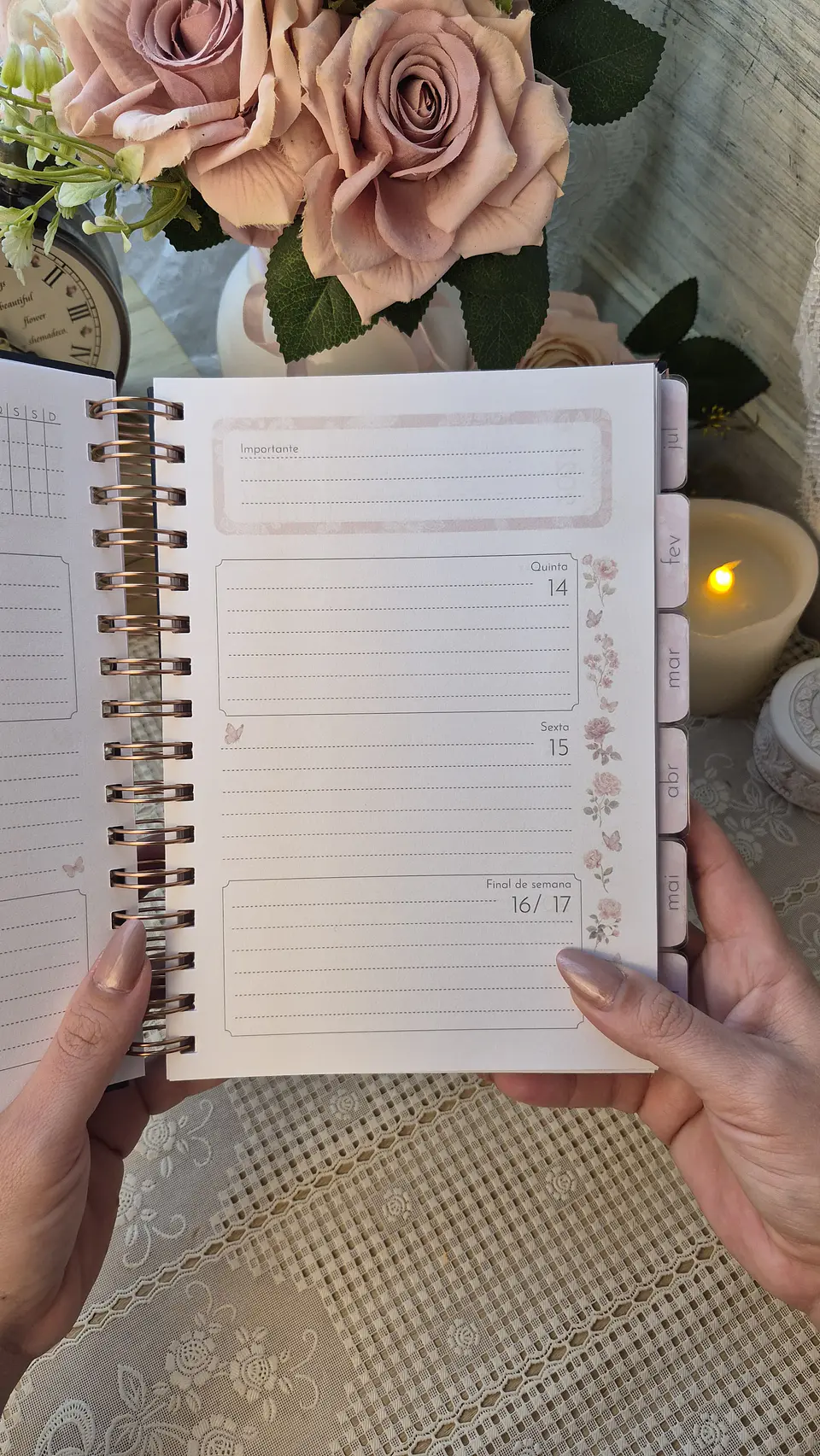 Planner Wire-o - Coleção Laços e Rosas 24