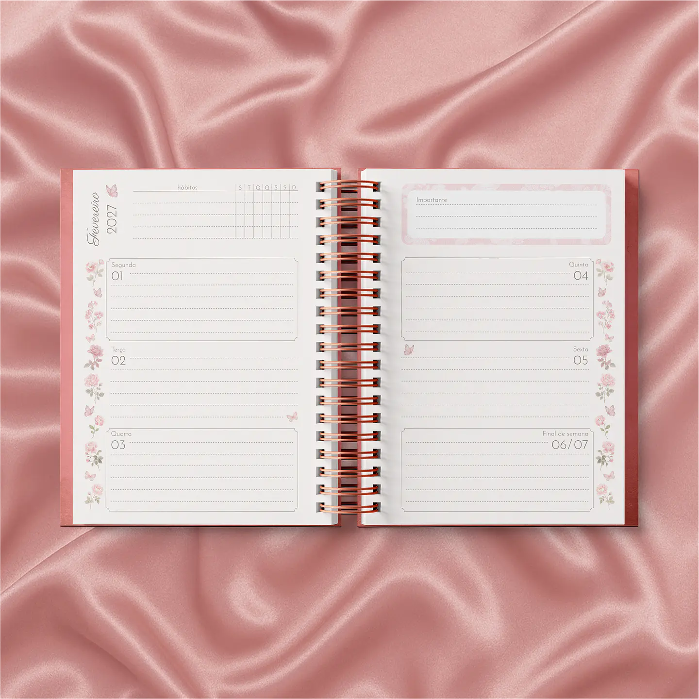 Planner Wire-o - Coleção Laços e Rosas 28
