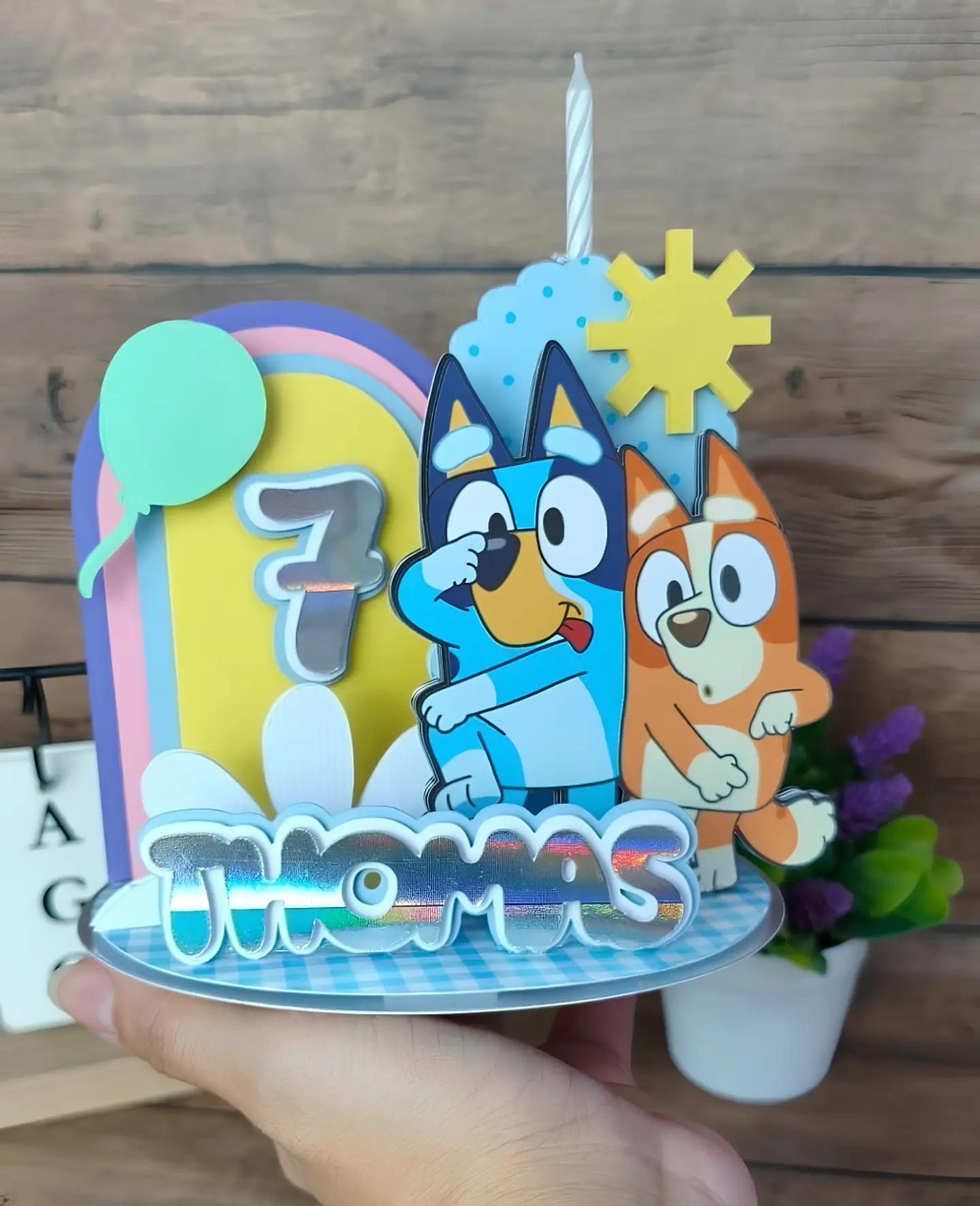 Topo de Bolo - Vela 3D Bluey 1