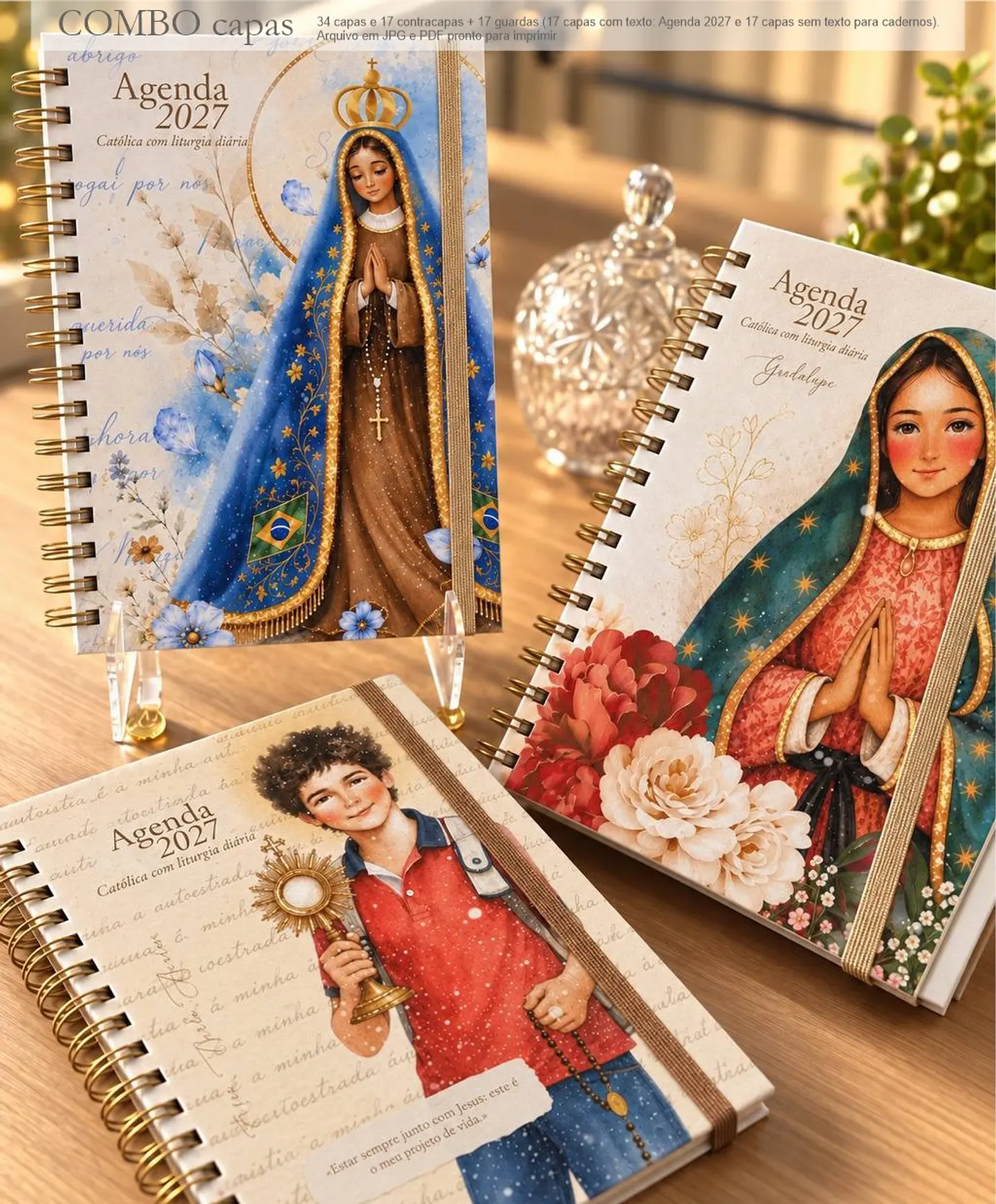 Combo 2 Capas A5 para Agendas e Cadernos Santos - Encadernação 8