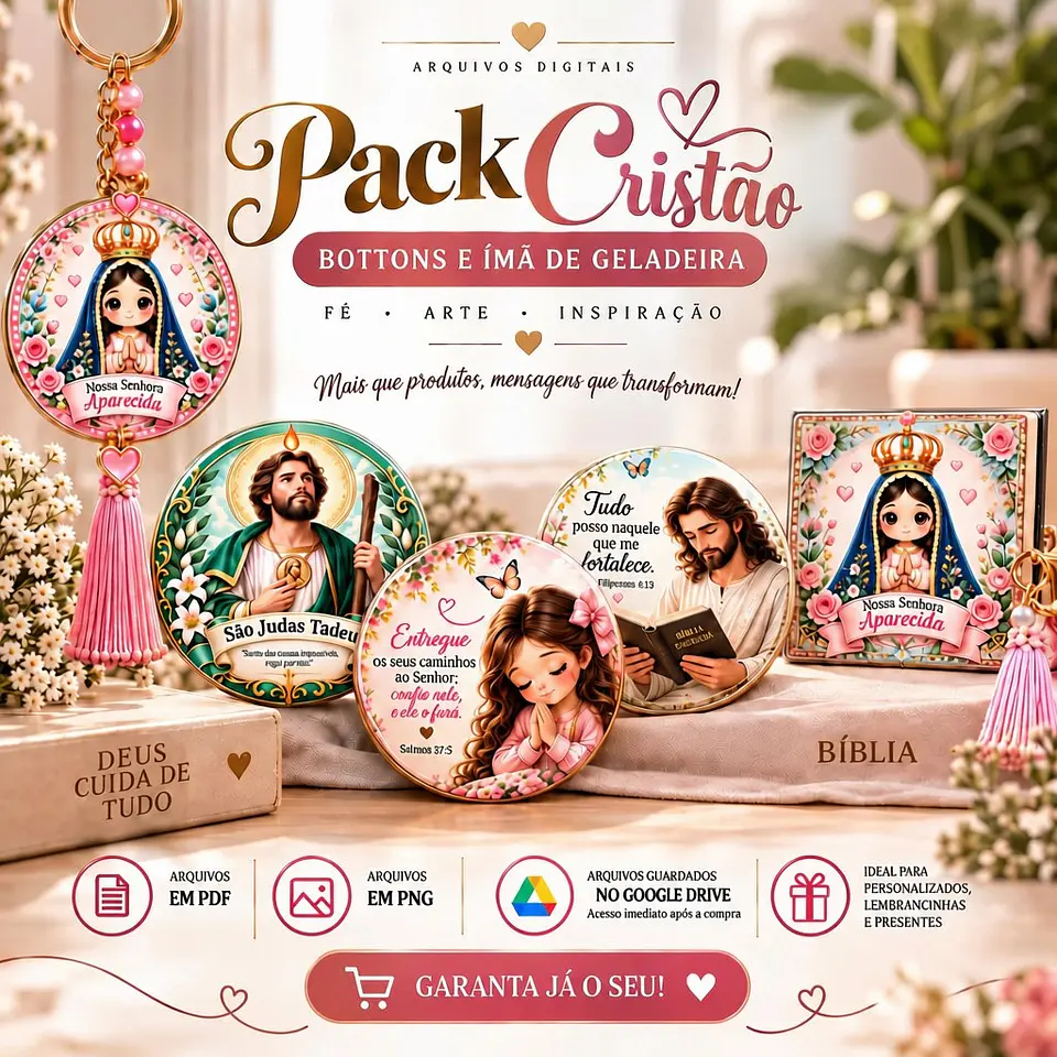 Pack Cristão Completo - Bottons + Ímãs de Geladeira 1