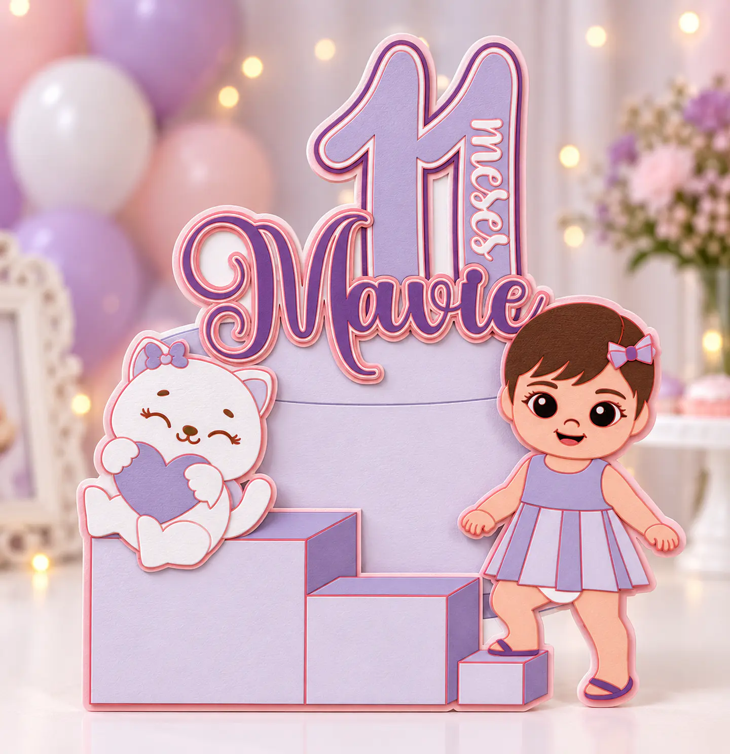 Topo de Bolo - Mesversário Menina 1