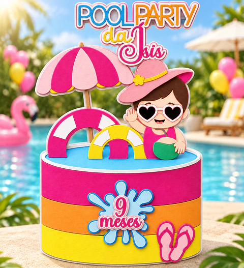 Topo de Bolo - Pool Party