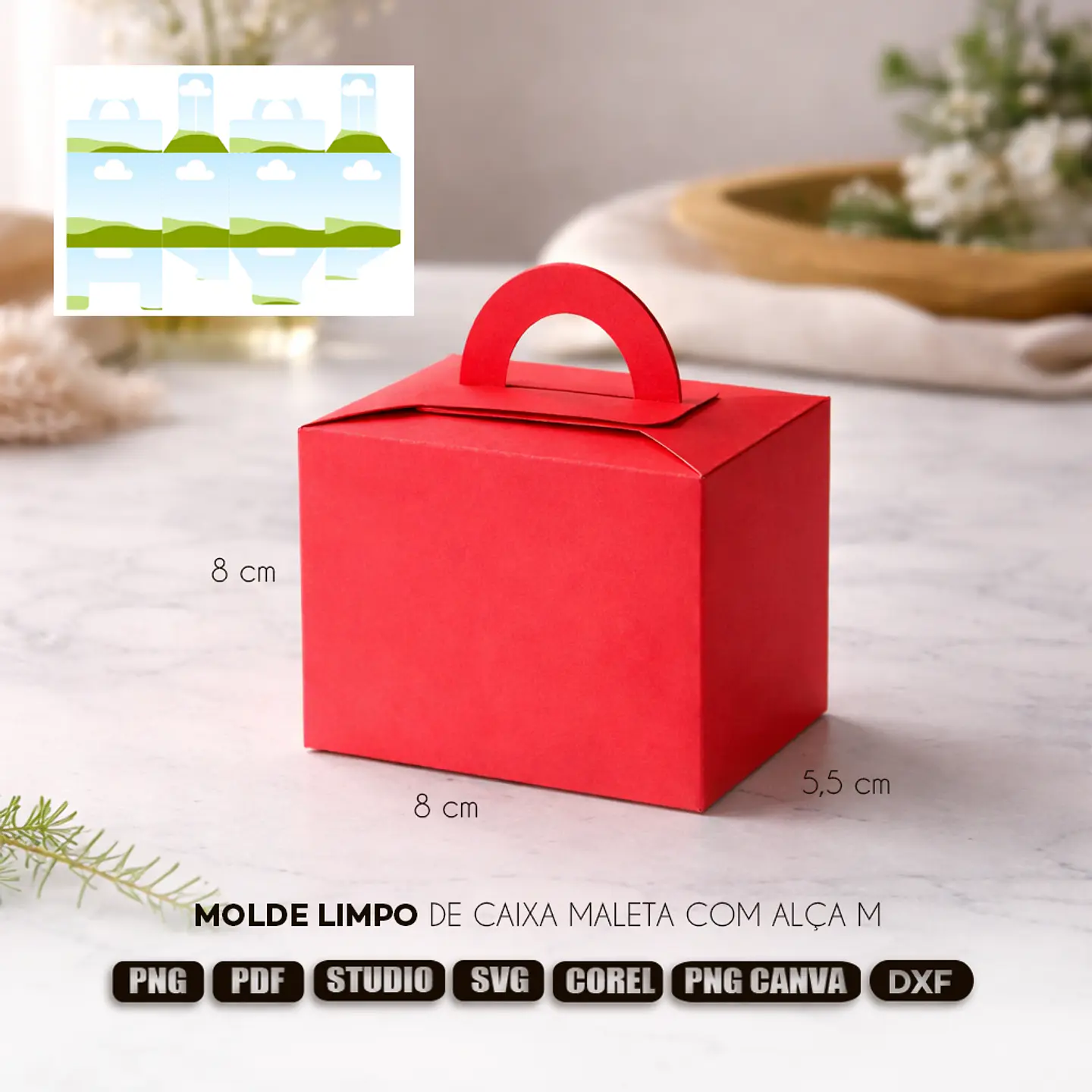 Caixa Maleta com Alça (Lancheirinha M) - Arquivo de Corte 1