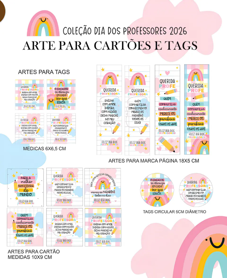 Cartões e Tags - Dia dos Professores Arco-íris 2026 1