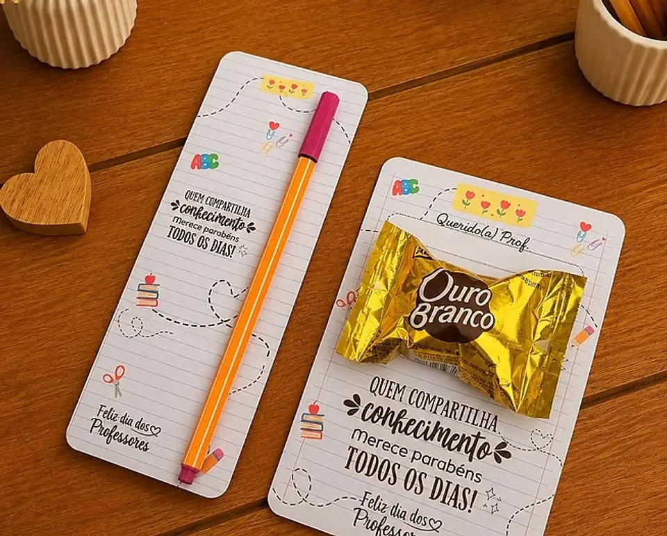 Card para Bombom + Card para Caneta - Dia dos Professores 2