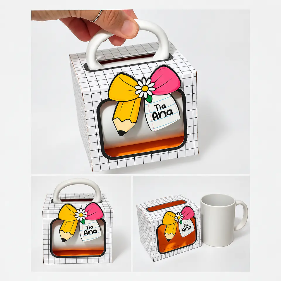 Caixa Caneca Laço Básica - Dia dos Professores 1