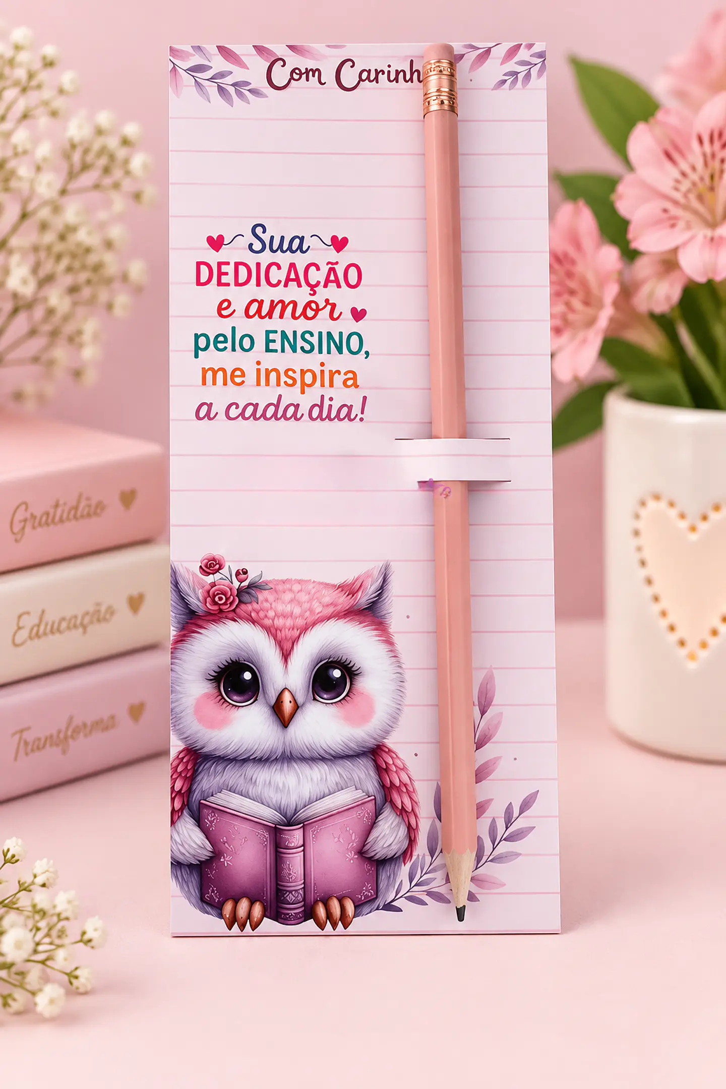 Card Lápis ou Caneta Corujinha - Dia dos Professores 1