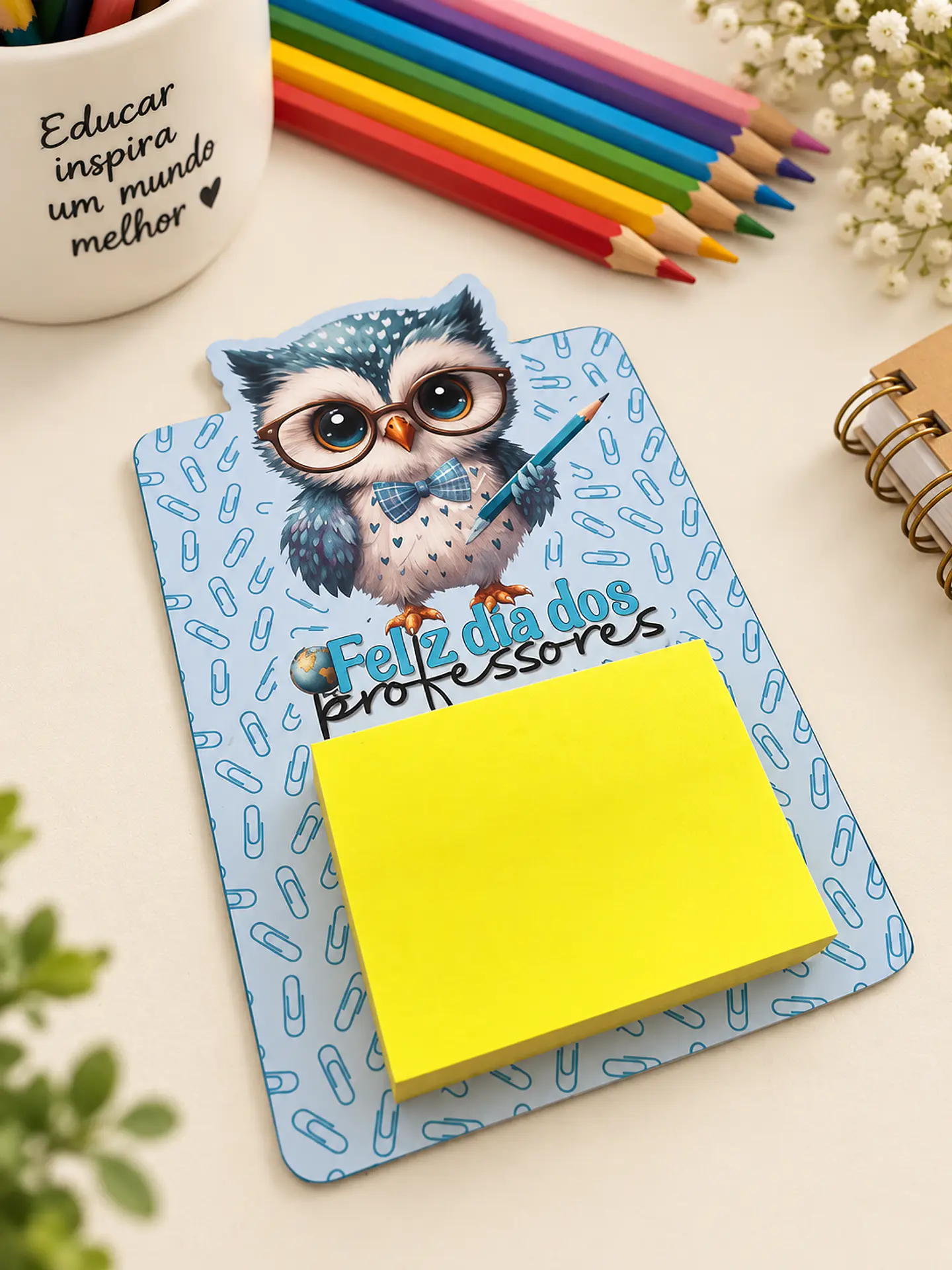 Card Post it ou Mini Calendário Azul - Dia dos Professores 1