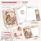 Menina Scrap Rosa e Azul - Caderno Pautado A5 + Bloquinho A6 + Extras - Thumbnail 1