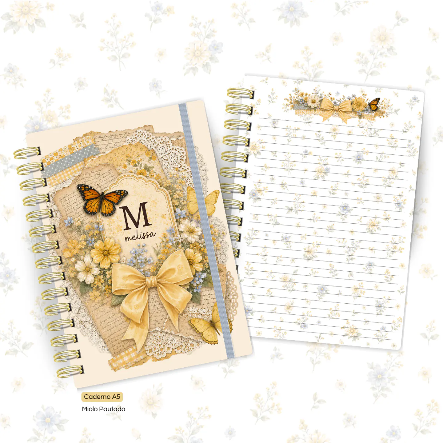 Scrap Amarelo - Caderno Pautado A5 + Bloquinho A6 + Extras 2