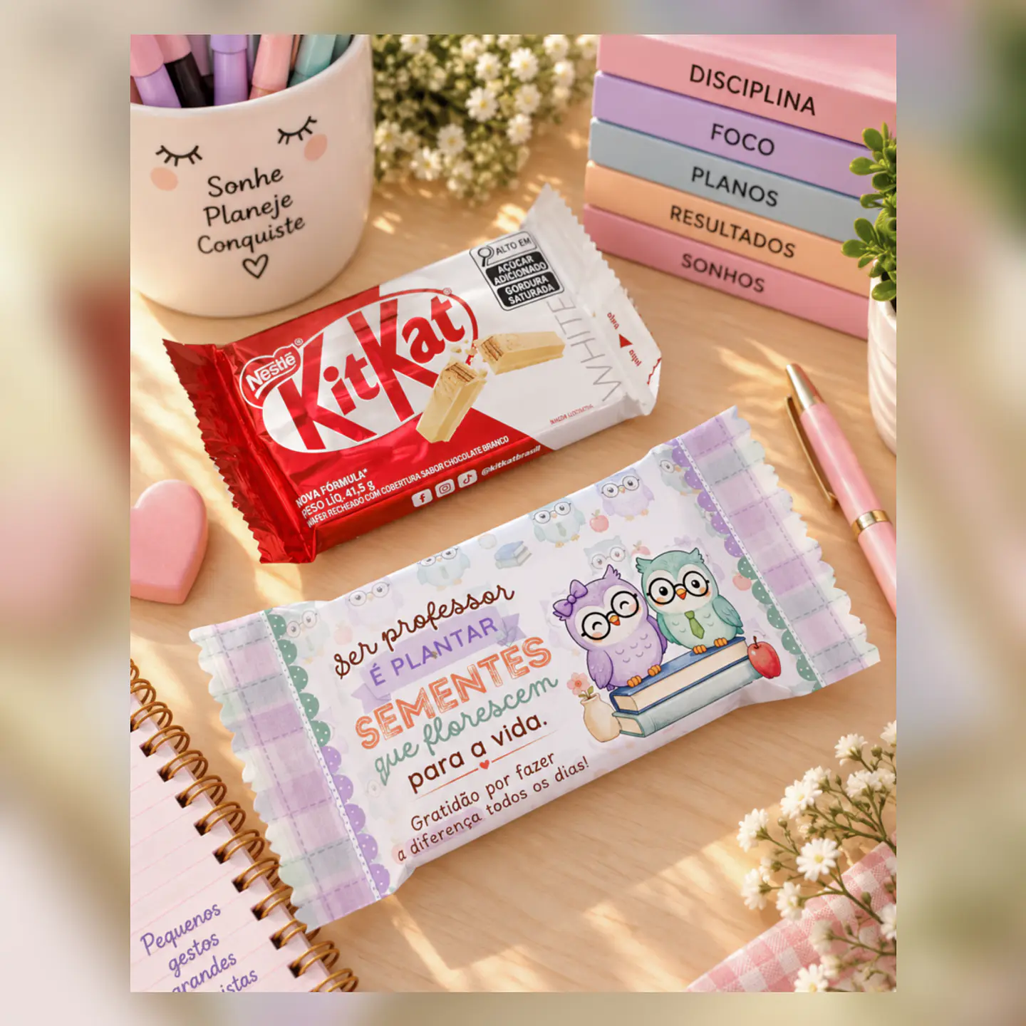 Barra de Chocolate e KitKat Corujinhas - Dia dos Professores 2026 7