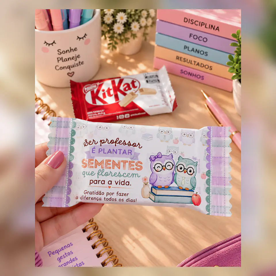 Barra de Chocolate e KitKat Corujinhas - Dia dos Professores 2026 9