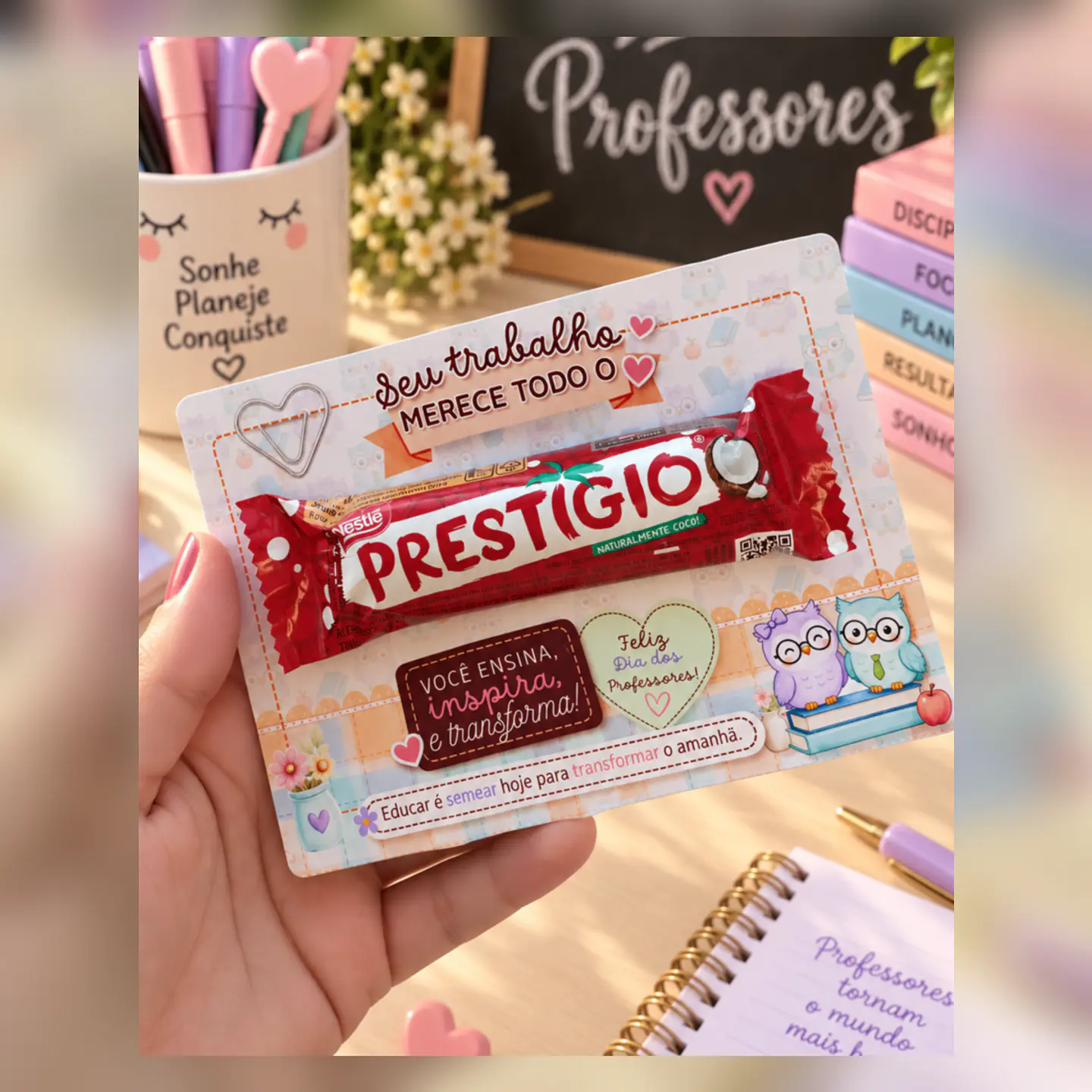 Card Chocolate Corujinhas - Dia dos Professores 2026 3