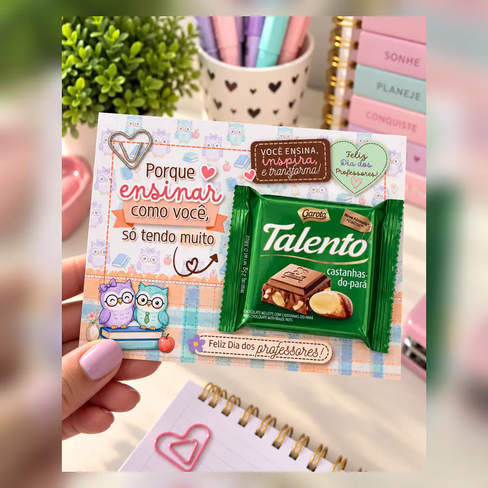 Card Chocolate Corujinhas - Dia dos Professores 2026 4