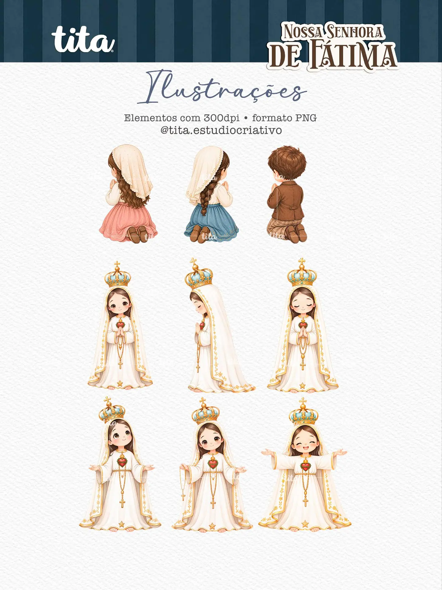 Santos - Combo Ilustrações 01 (NSra Aparecida, Do Carmo e de Fátima) 6
