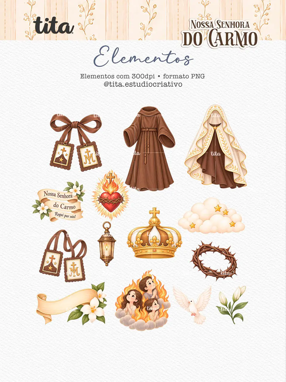 Santos - Combo Ilustrações 01 (NSra Aparecida, Do Carmo e de Fátima) 9