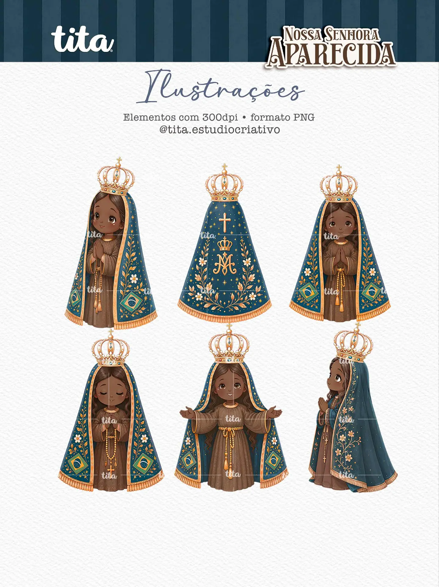 Santos - Combo Ilustrações 01 (NSra Aparecida, Do Carmo e de Fátima) 14