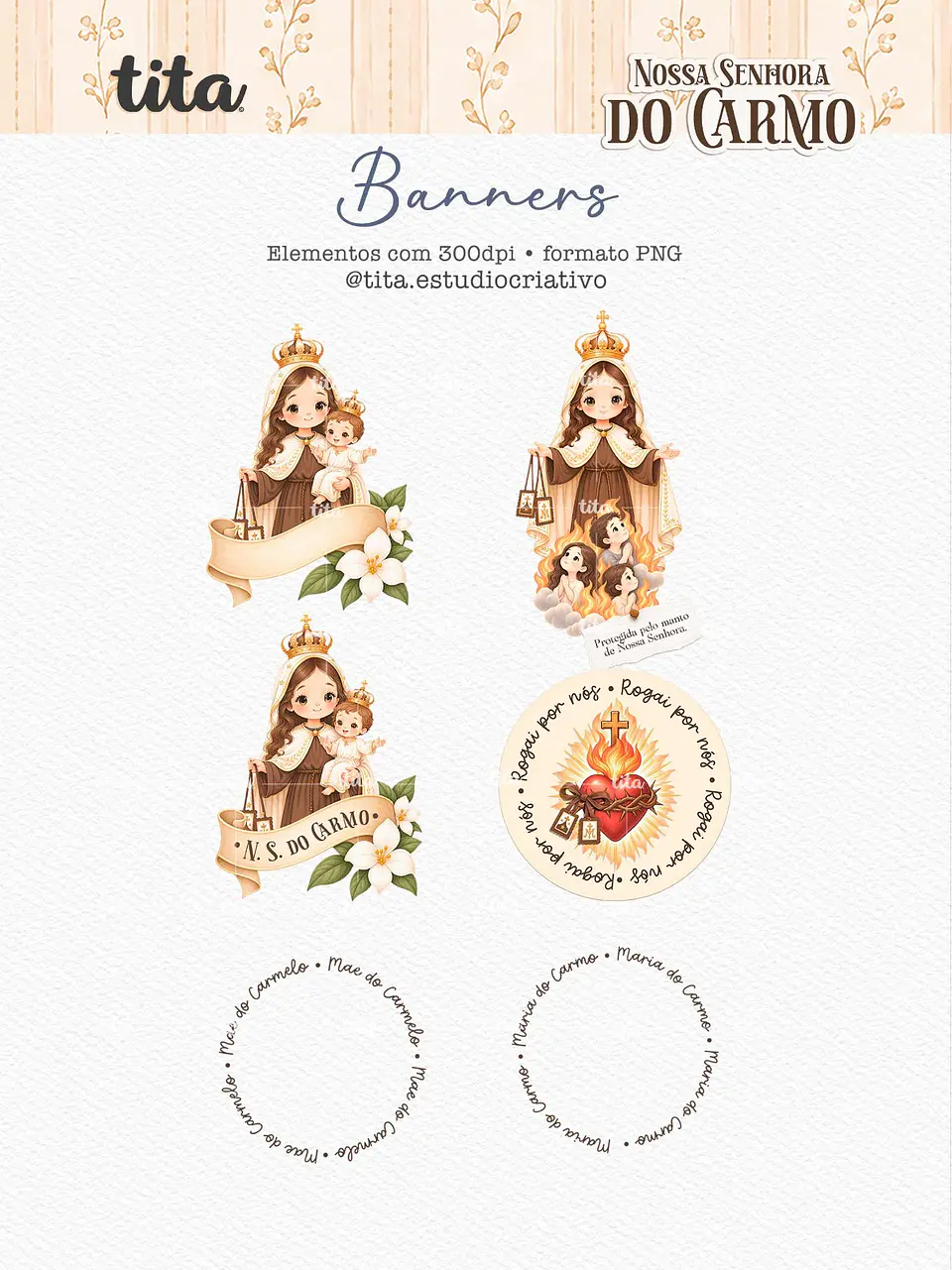 Santos - Combo Ilustrações 01 (NSra Aparecida, Do Carmo e de Fátima) 16