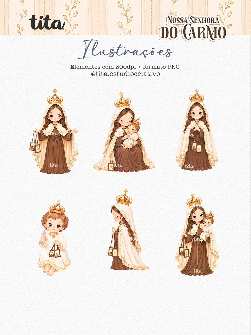 Santos - Combo Ilustrações 01 (NSra Aparecida, Do Carmo e de Fátima) 18