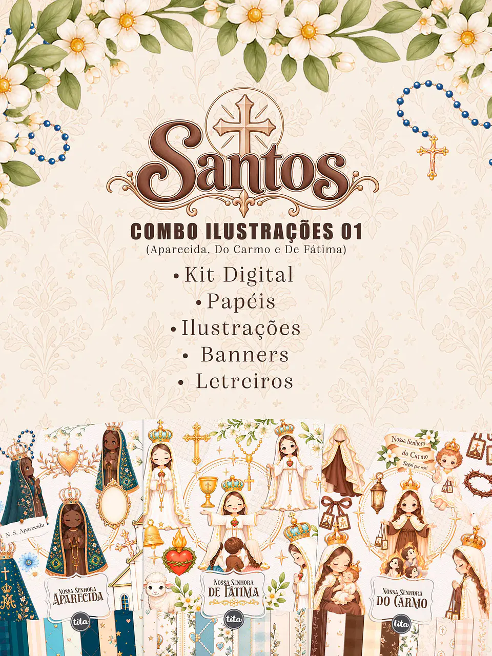 Santos - Combo Ilustrações 01 (NSra Aparecida, Do Carmo e de Fátima) 1
