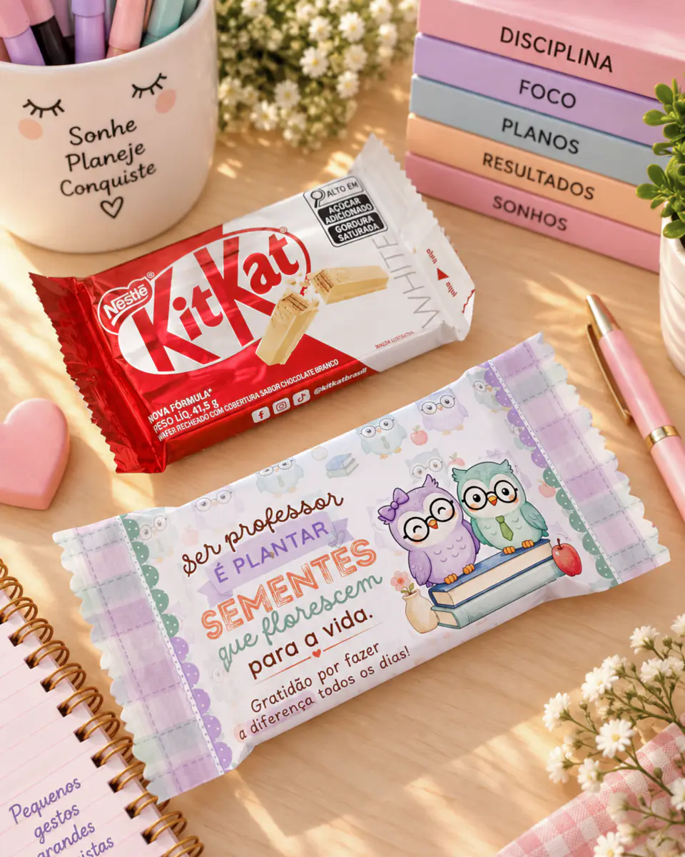 Barra de Chocolate e KitKat Corujinhas - Dia dos Professores 2026 4